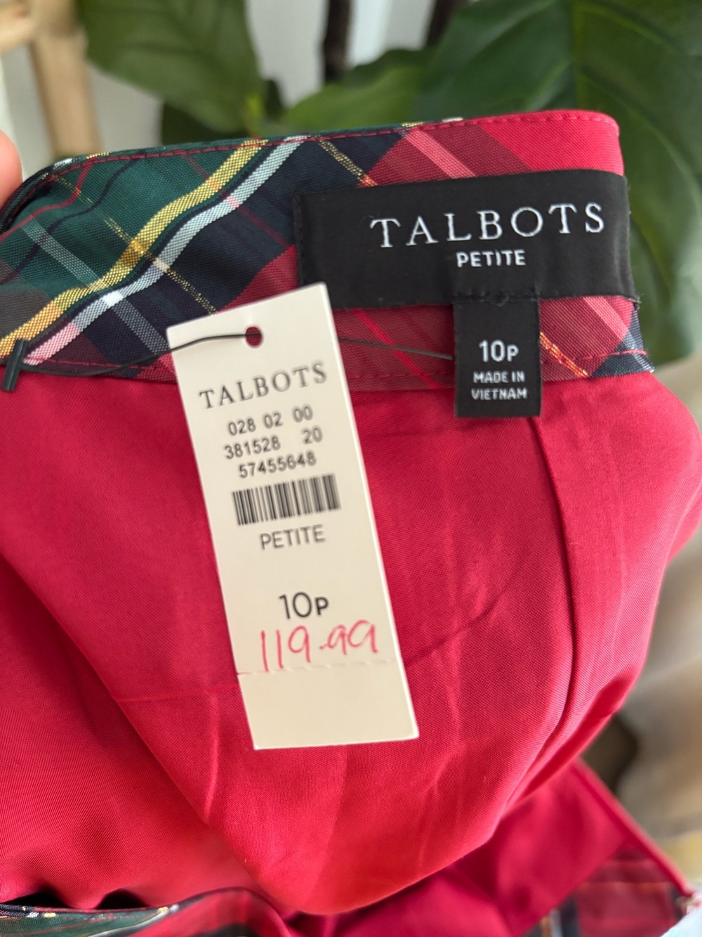 Talbots Red Tartan Pleated Midi Skirt - Picture 6 of 6